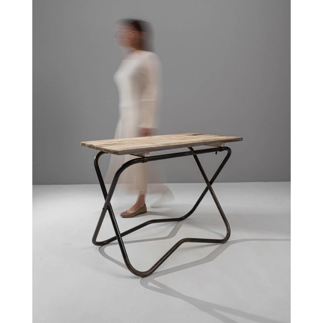 20th Century French Metal Side Table with Wooden Top For Sale In Greensboro - Image 6 of 18