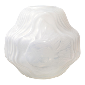 Art Deco Molded & Frosted Glass Vase With Aquatic Motif by André Hunebelle
