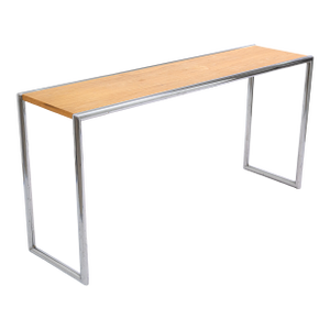 Postmodern Wood and Tubular Chrome Rectangular Console Table
