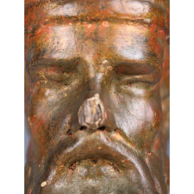 Polychrome Carved Bishop Bust, Continental Ecclesiastical Fragment, 1790, Limewood For Sale - Image 12 of 18