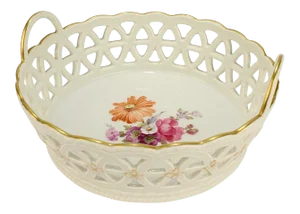 Antique KPM Royal Berlin Reticulated Porcelain Deutsche Blumen Decor Basket