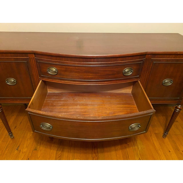 Vintage Brown Wood Buffet With Cabinets & Drawers For Sale - Image 16 of 18