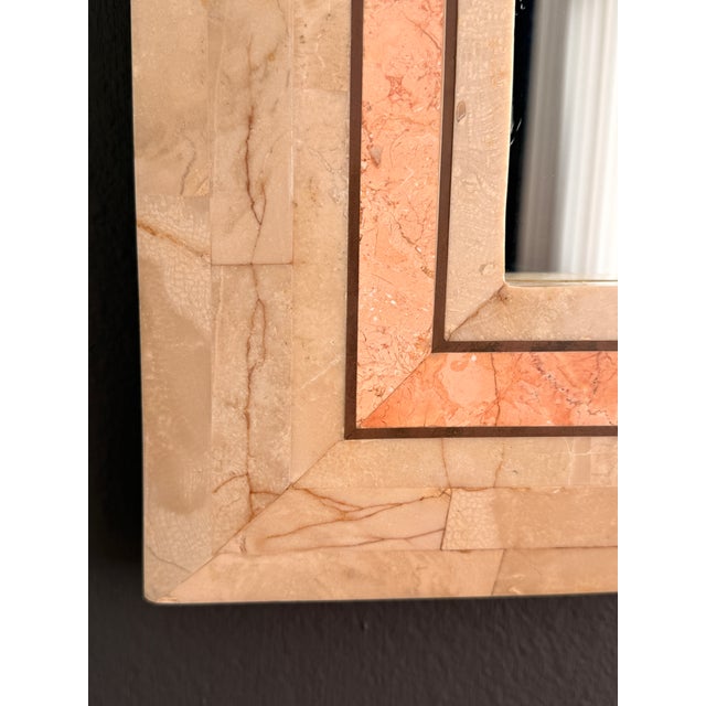 1980s Tessellated Fossil Coral and Pink Stone Wall Mirror For Sale - Image 9 of 12