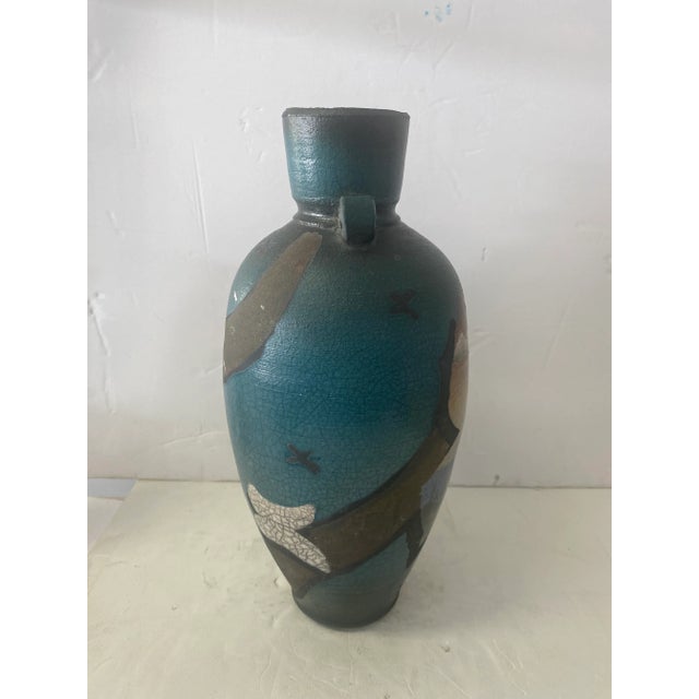 1980s 1980s Signed Ken Jensen Raku Style Ceramic Vase For Sale - Image 5 of 10