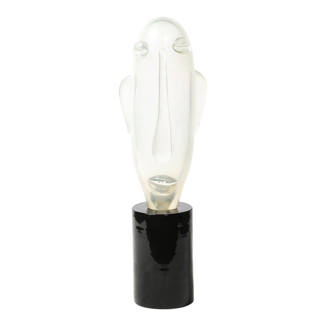 Mid-Century Hand-Blown Murano Opalescent Glass Head Sculpture by Sergio Rossi For Sale