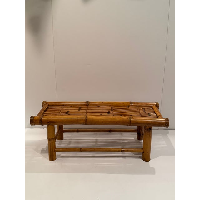 Brown Bamboo & Rattan Midcentury Modern Bench For Sale - Image 8 of 11