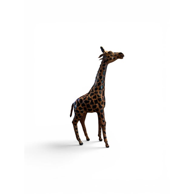 Vintage Leather Wrapped African Giraffe Figurine 18” Tall. For Sale - Image 9 of 10