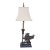 Vintage Neoclassical Bronze Winged Lion Griffin Table Lamp With Linen Shade For Sale