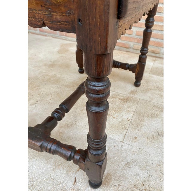 French Oak Side Table with One Drawer, 1940s For Sale - Image 10 of 18