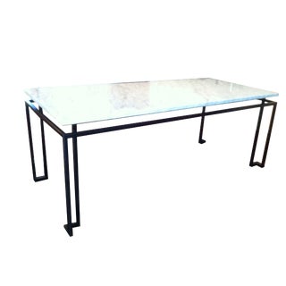 Line Custom Steel & Marble Dining Table For Sale