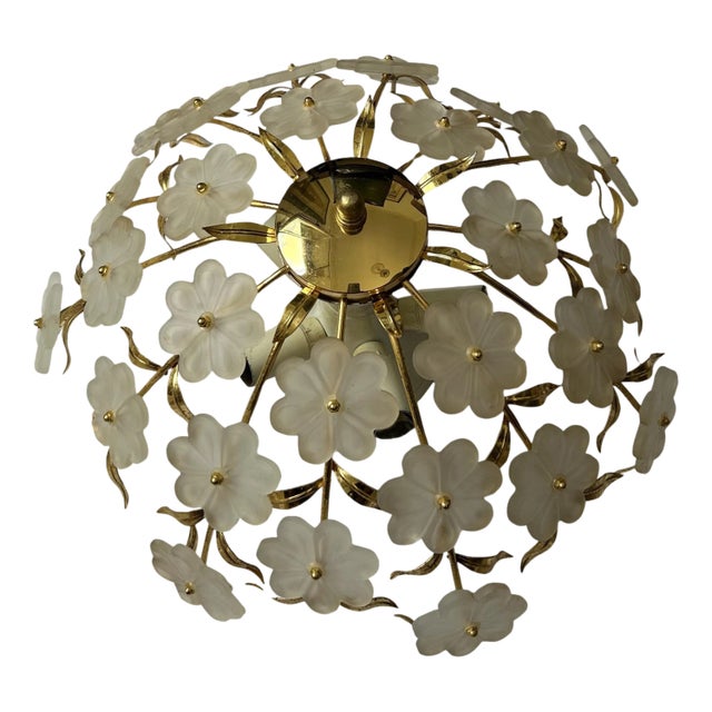 Glacier Flower Murano Ceiling Light, 1980s For Sale