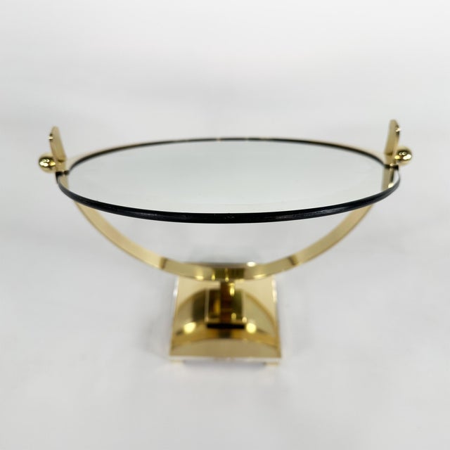 Vintage Mid Century Charles Hollis Jones Brass and Lucite Double Sided Oval Tabletop Mirror For Sale - Image 10 of 10