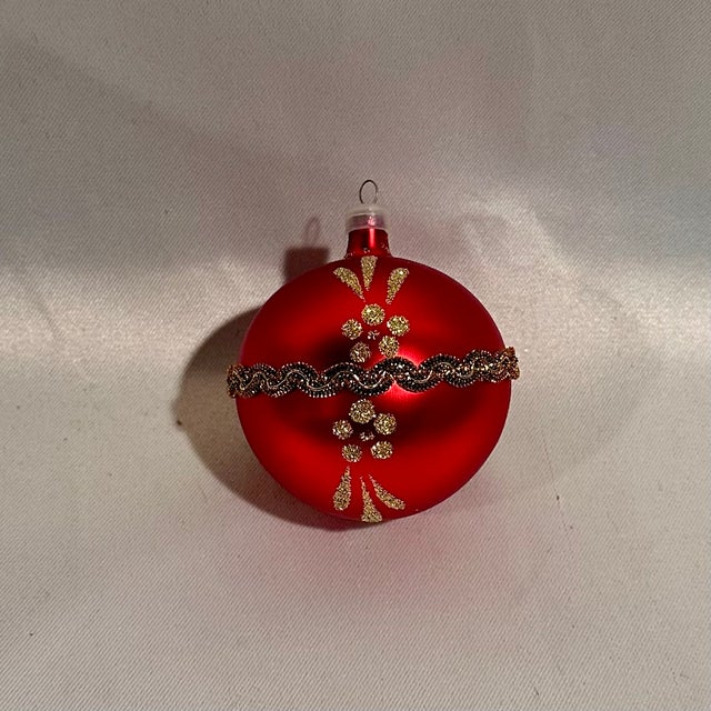 Traditional Vintage Hand Blown European Red Glass Ornaments-Set of Four For Sale - Image 3 of 4