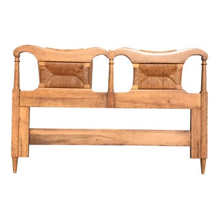 Mid Century Modern Farmhouse Rush Back Full Size Headboard For Sale