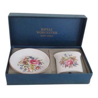 Royal Worcester Bone China 2pc Box Set Bournemouth Pin Dish and Posy Vase 4954b For Sale