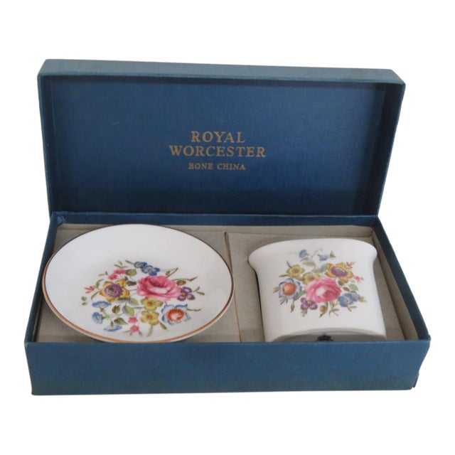 Royal Worcester Bone China 2pc Box Set Bournemouth Pin Dish and Posy Vase 4954b For Sale