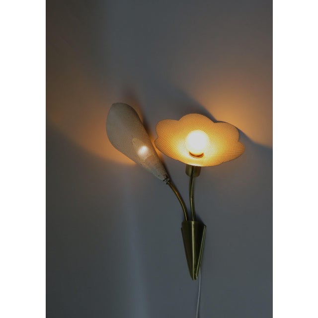 Metal Floral Wall Lights, 1950s, Set of 2 For Sale - Image 7 of 18
