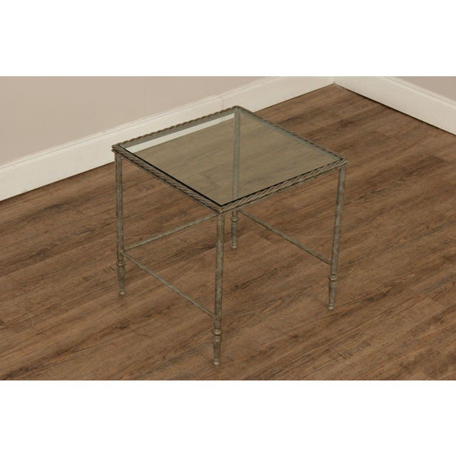 Late 20th Century Vintage Pair of Iron Glass Top Nesting Tables For Sale - Image 5 of 12