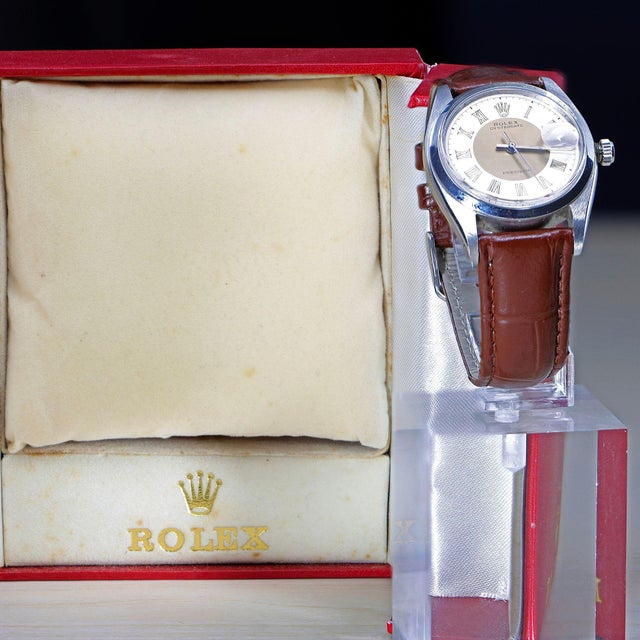 1950s Rolex Oysterdate Precision 6694 Two-Tone Tuxedo Dial Circa 1959 Vintage Watch For Sale - Image 16 of 18