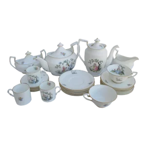 Royal Worcester England Watteau Pattern Coffee Tea Service -A Group of 24