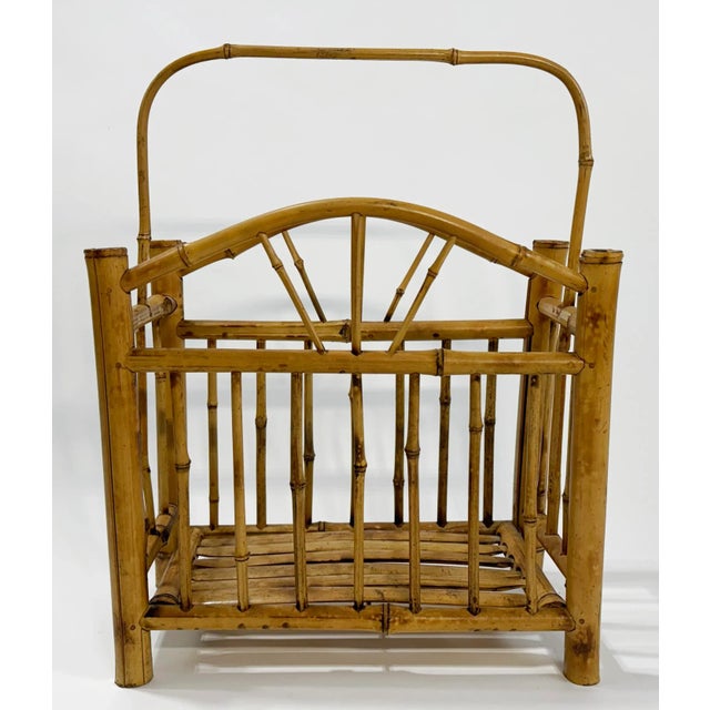 Vintage Mid-Century Rattan Magazine Holder For Sale In Kansas City - Image 6 of 9