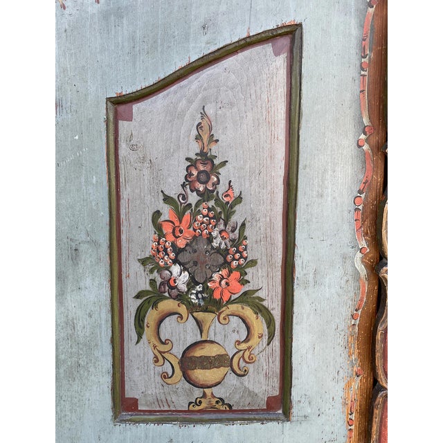 Folk Art Painted Wardrobe in Fir, 1808 For Sale - Image 10 of 18