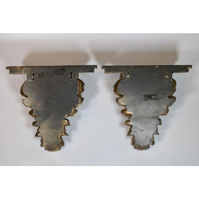 1970s Large Golden Gilt Resin Acanthus Leaf Wall Shelves For Sale - Image 5 of 9