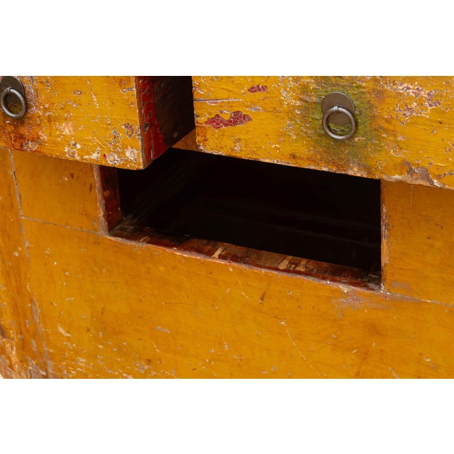 Wood Large Vibrant Yellow 19th Century Money Chest For Sale - Image 7 of 14