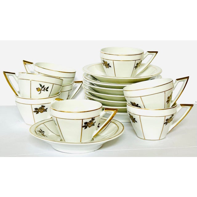 Art Deco Portuguese Espresso Cups and Saucers - Set of 8 For Sale - Image 12 of 12