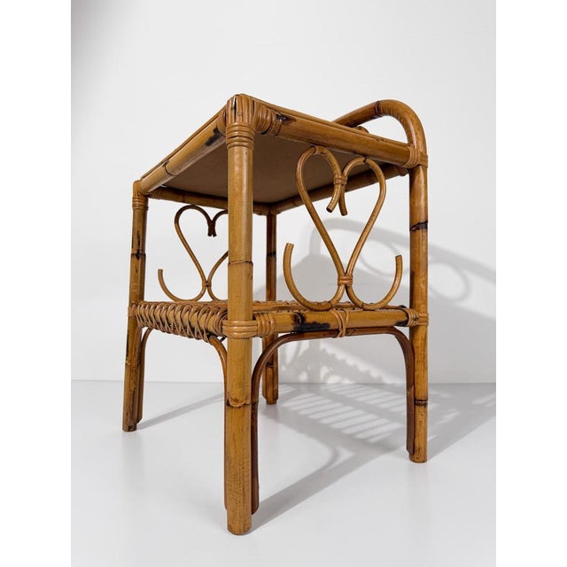 1960s Mid-Century Modern Italian Riviera Style Cane, Bamboo and Rattan Bedside Table, 1960s For Sale - Image 5 of 18