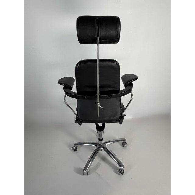 Black Ergonomic Executive Chair in Genuine Leather from FALTO Sonet, 1990s For Sale - Image 8 of 9