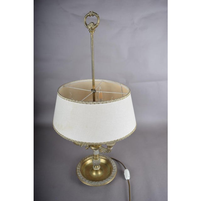 Antique Brass Bouillotte Lamp, Three-Arm Candelabra Form — French, 19th Century For Sale - Image 9 of 13