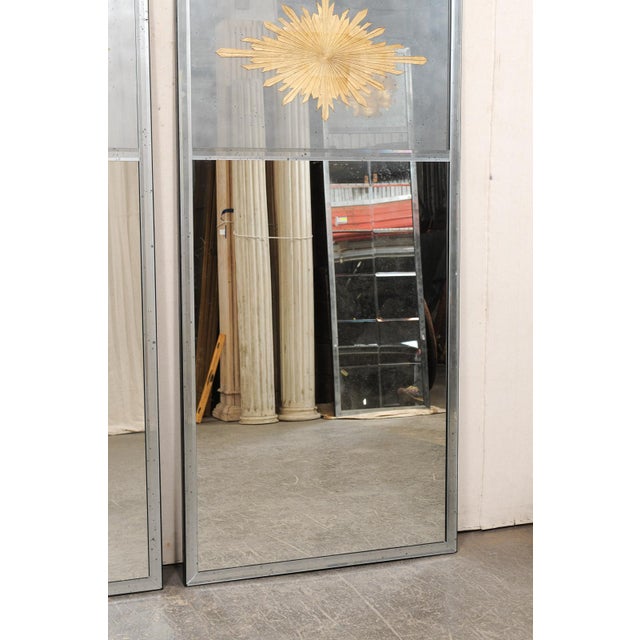 Pair of Silver & Gold Églomisé Sunburst Mirrors For Sale - Image 12 of 14