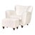 Set of Italian Armchair and Ottoman in White Fabric, Italy, 1940s For Sale