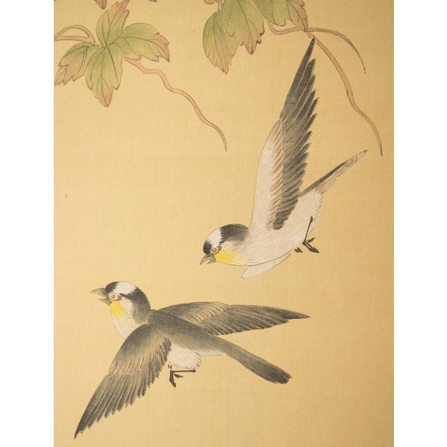 C. 1980s Maitland Smith, Painted Folding Screen "Magnolia and Sparrows" For Sale - Image 12 of 18