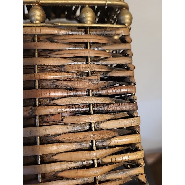 Vintage Wicker Weave Brass Tissue Box Cover MCM For Sale - Image 9 of 10