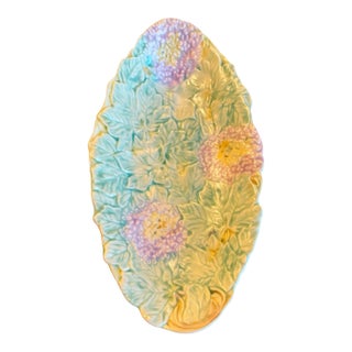 English 1930s Carlton Ware “Hydrangea” Embossed Oval Platter – England, C. 1930's – 12.5” X 6” For Sale