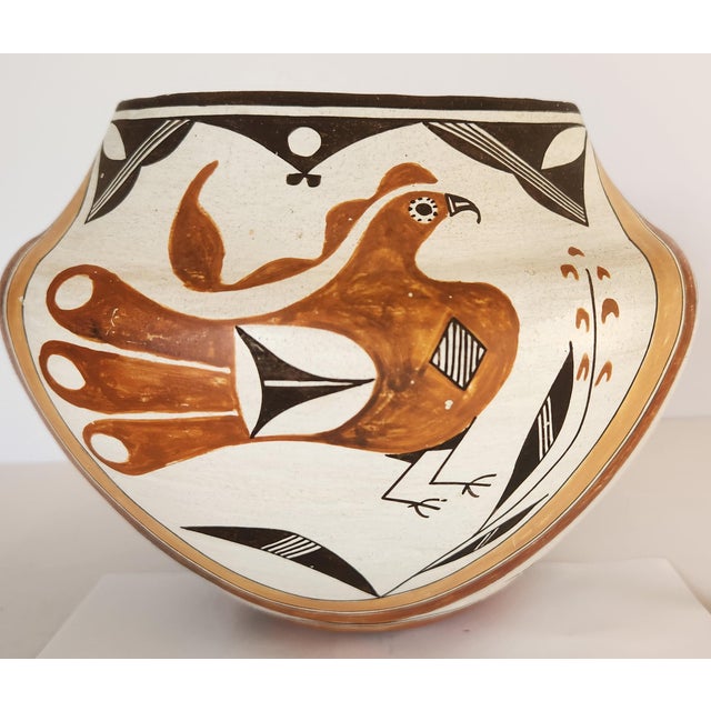 Vintage, Native American, Acoma Pueblo Olla Vessel Depicting the Acoma Bird, Signed by Rose Chino For Sale - Image 4 of 8