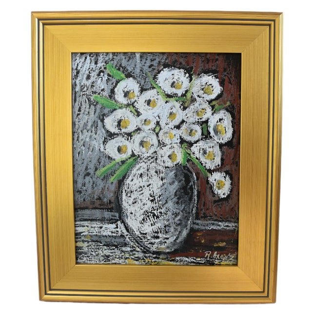2020s Impressionist Floral Bouquet Painting by Ruth Arenz Including the Antiqued Gold Wood Frame For Sale - Image 5 of 5