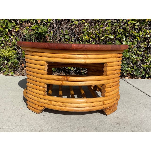 1940s 1940s Vintage Stacked Rattan Coffee Table, Paul Frankl Style For Sale - Image 5 of 10