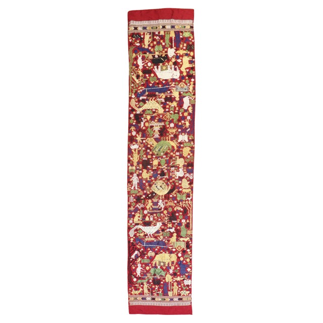 Early 21st Century Pictorial Egyptian Textile - 1'10" x 7'10" For Sale - Image 9 of 18