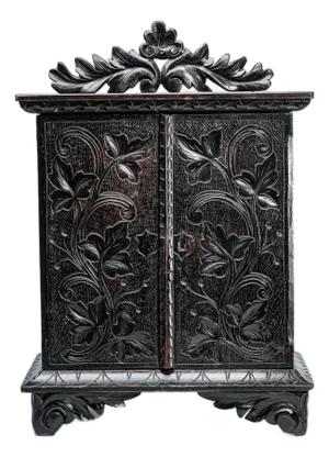 19th Century Hand Carved Wood Miniature Cabinet Chest of Drawers Victorian Jewelry Keepsake Storage