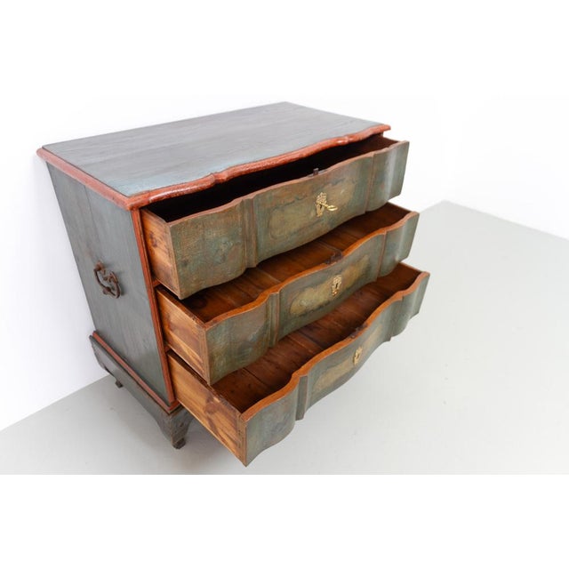 Antique Baroque Danish Green Chest of Drawers, 1730s For Sale - Image 10 of 18