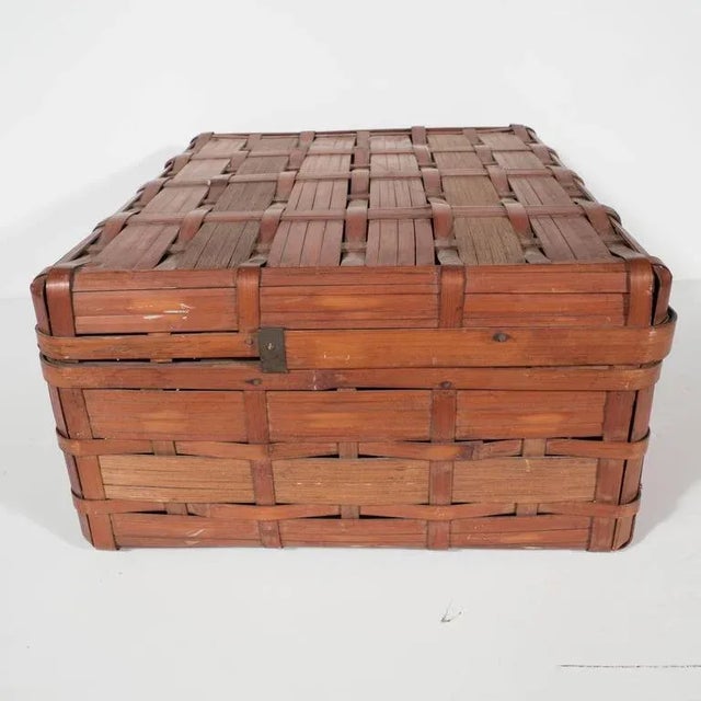 Two Korean Antique Dowery Boxes in Brown Rattan and Red Papier-Mâché For Sale - Image 10 of 11