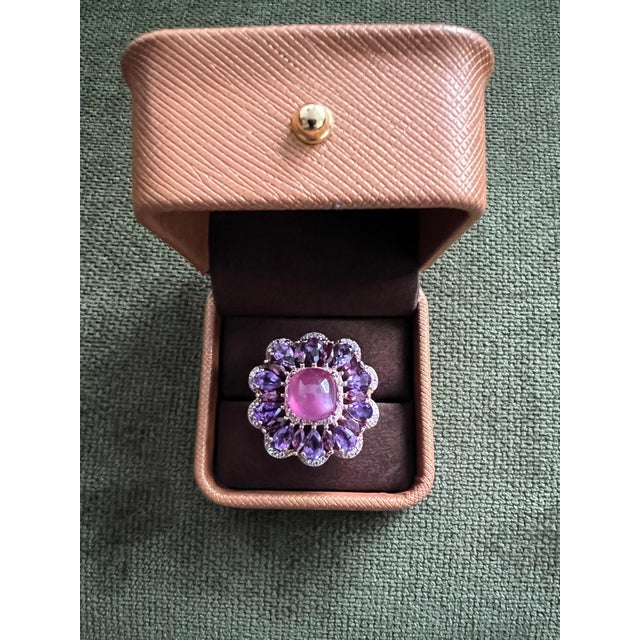 Classic Italian Bochic "Capri" Ruby & Amethyst Ring Set In 18K Gold & Silver For Sale - Image 9 of 18