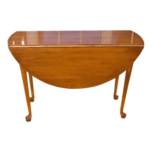 Vintage Queen Anne Maple Drop Leaf Dining Table