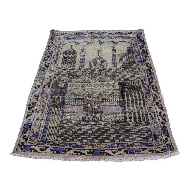 Vintage Turkish Pictorial Rug 3'6'' X 4'11'' For Sale