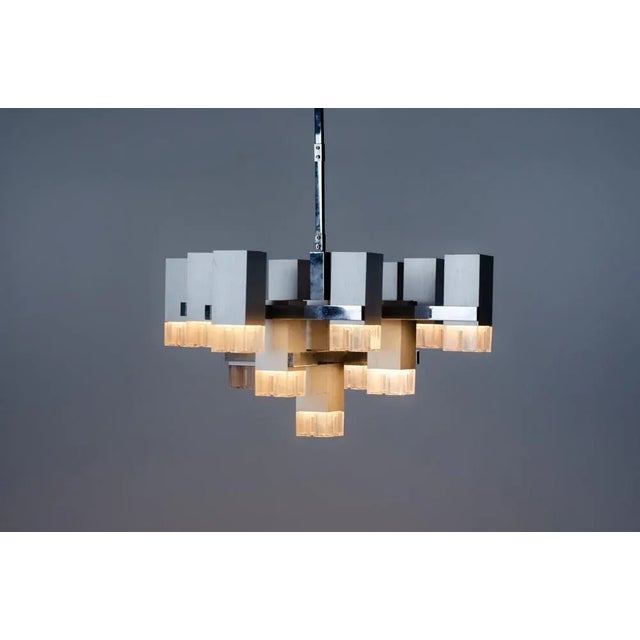 Chandelier by Gaetano Sciolari, 1970s For Sale - Image 9 of 11