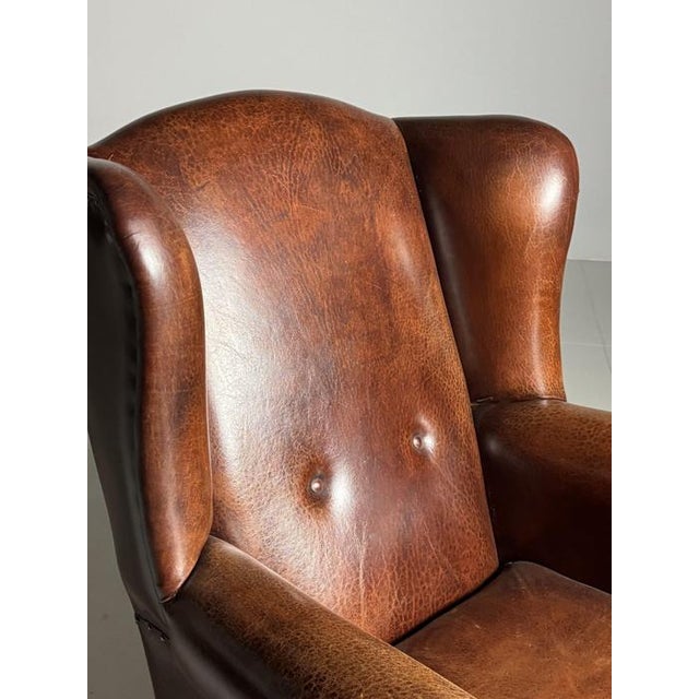 Wingback Club Chair in Sheep Leather For Sale - Image 18 of 18