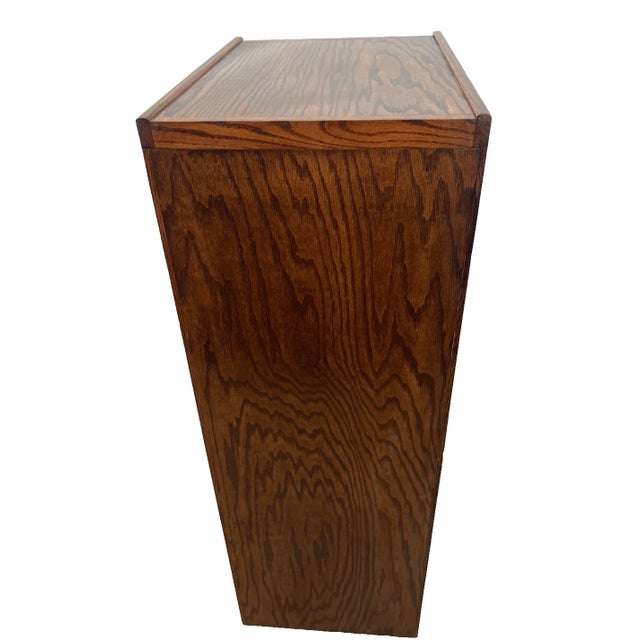 Vintage Tiger Oak File Cabinet Four Drawers One Locks Paneled Sides Legal Size For Sale - Image 11 of 11